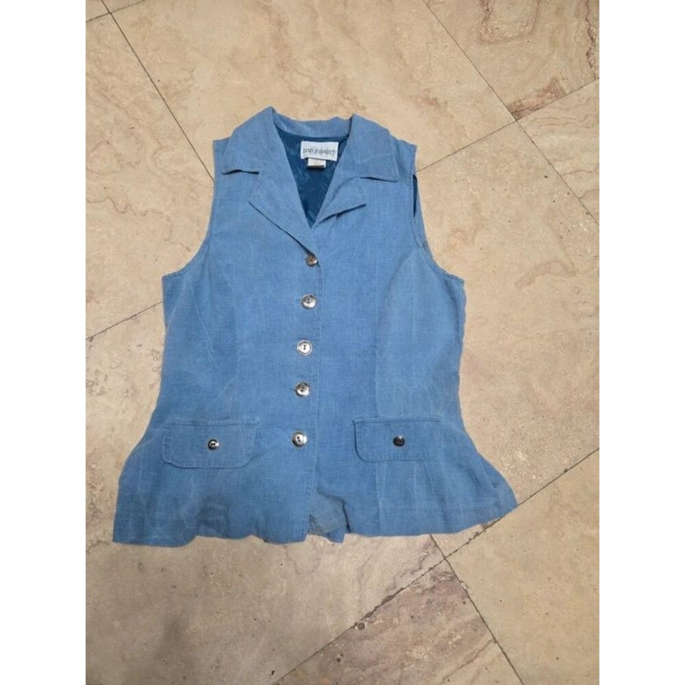 Vintage 90s Daily Habit Blue Linen Blend Blazer Jacket - Made in USA